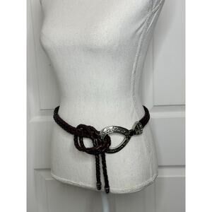 Brighton Vintage 1994 Brown Double Braided 46" Women Leather Tie Belt ONE SIZE